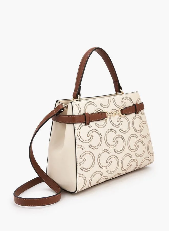Celeste IVORY Monogram Embroidered Tote Bag with Adjustable Strap for Women | Best Price UAE